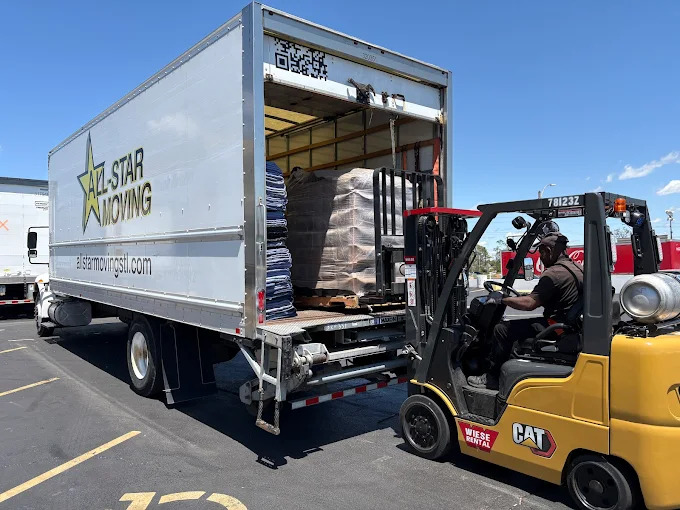 unloading with a fork truck