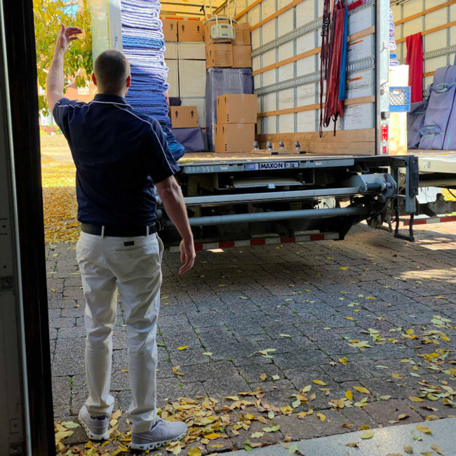 guiding a moving truck into position